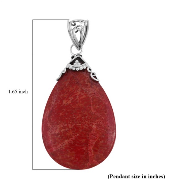 Sponge Coral Teardrop Pendant in Sterling Silver - Picture 7 of 9